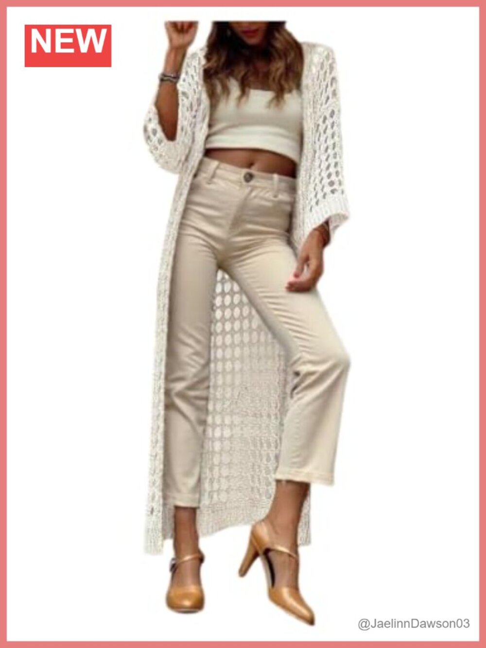 Hollow Out Crochet Long Cardigan Open Front Sweater